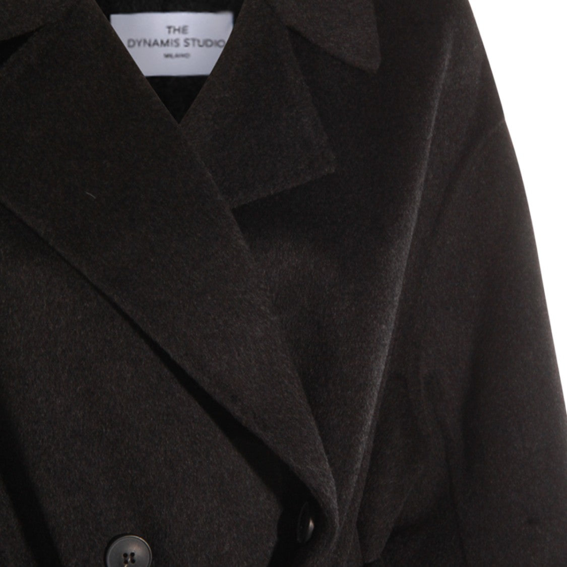The Dynamis Studio Double-Breasted Black Coat With Fabric Belt