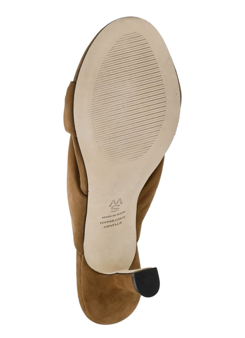 Stuart Weitzman Brown Soplaya Slide Braided Suede Sandals