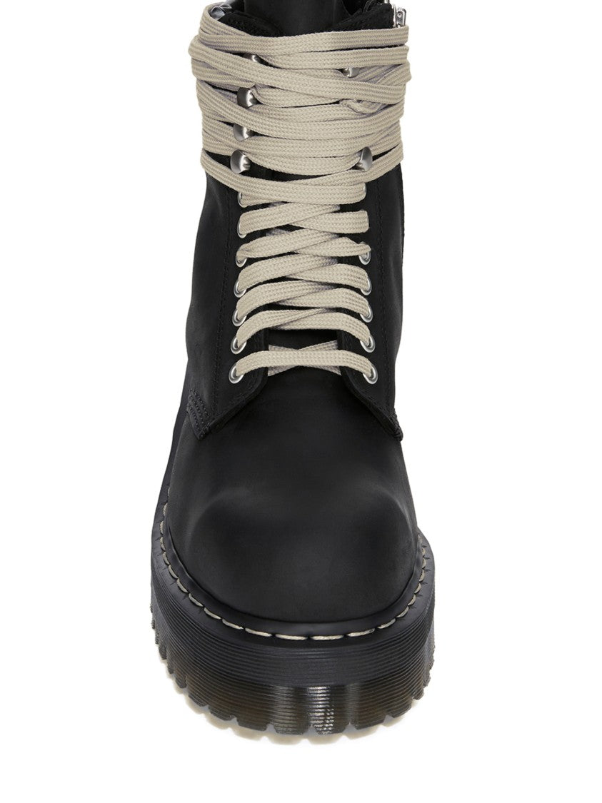 Dr. Martens Robust Black Leather Quad Sole Steel Toe Boot