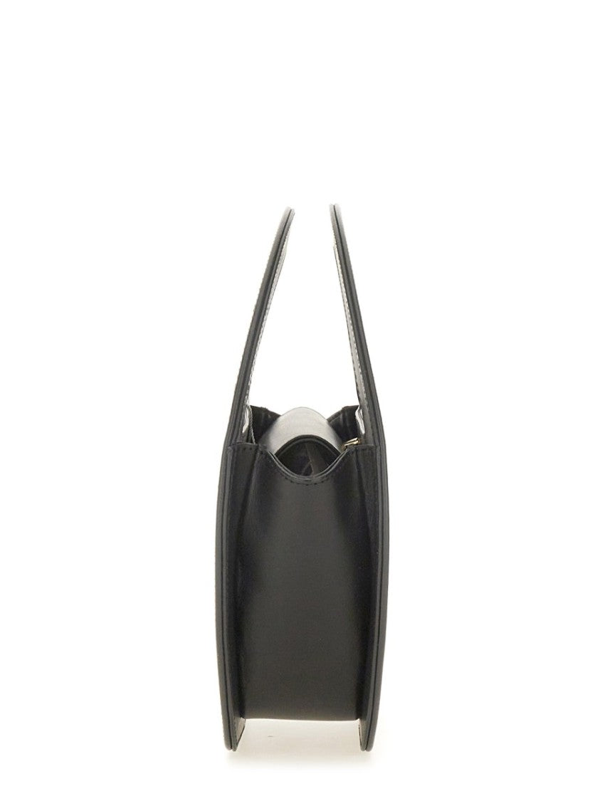 Sofia Black Oval Minimalist Leather Shoulder Bag