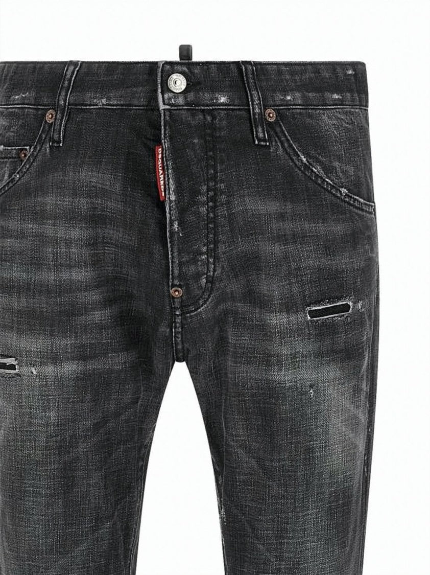 Dsquared2 Black Slim Fit Distressed Denim Pants