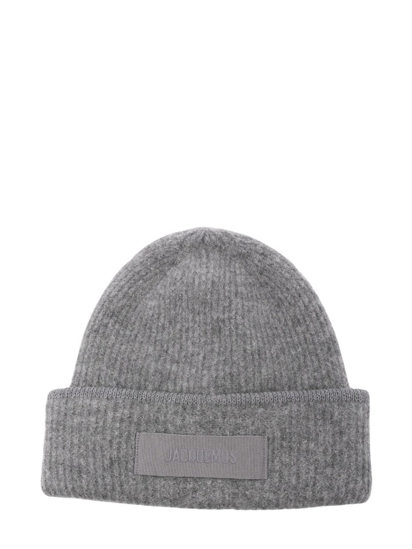 Jacquemus Gros Grain Ribbed Knit Grosgrain Label Beanie