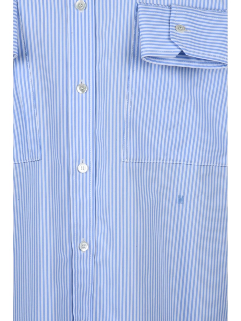 Moschino Couture White/Light Blue Oversized Striped Cotton Shirt