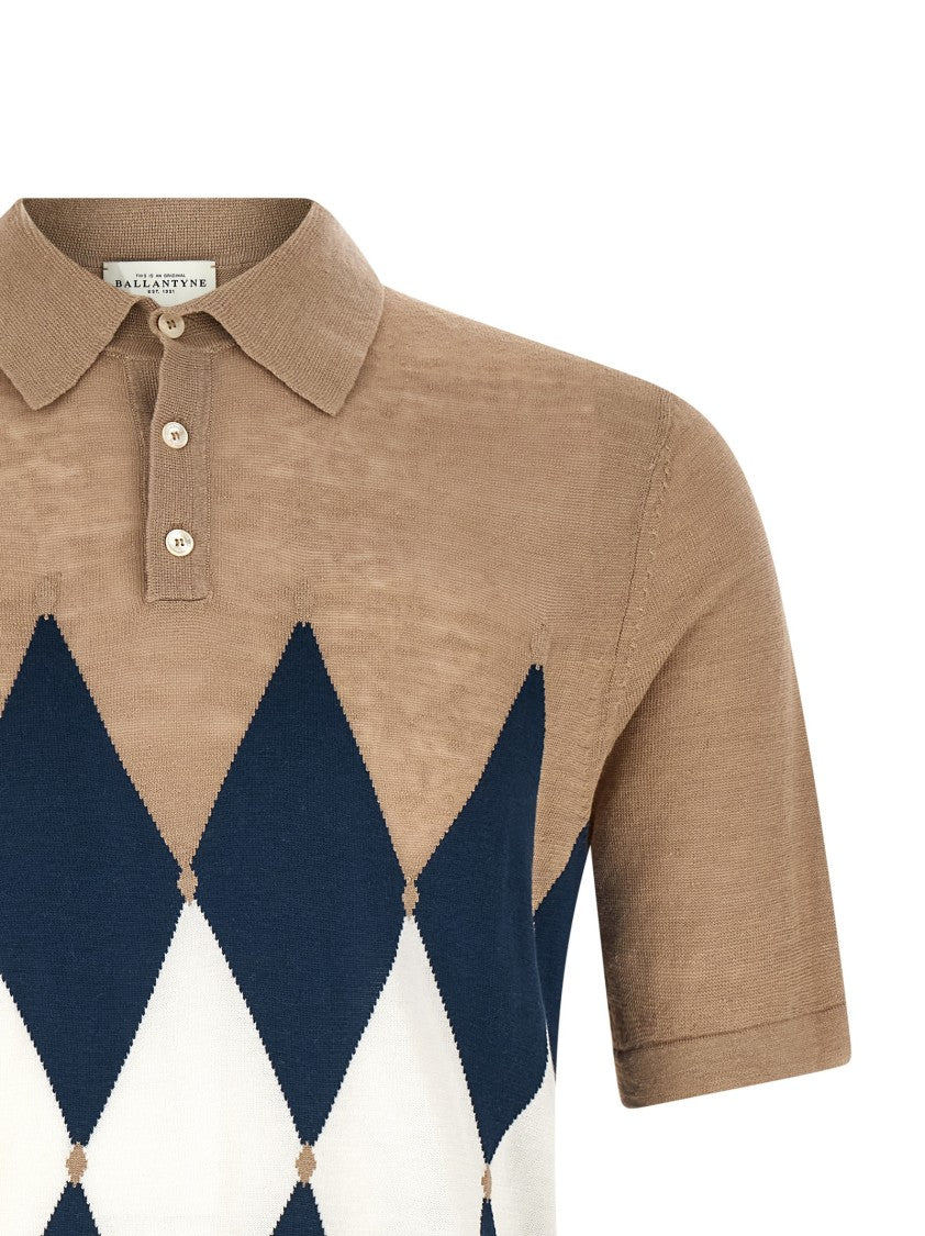 Ballantyne Argyle Patterned Linen-Cotton Polo Shirt