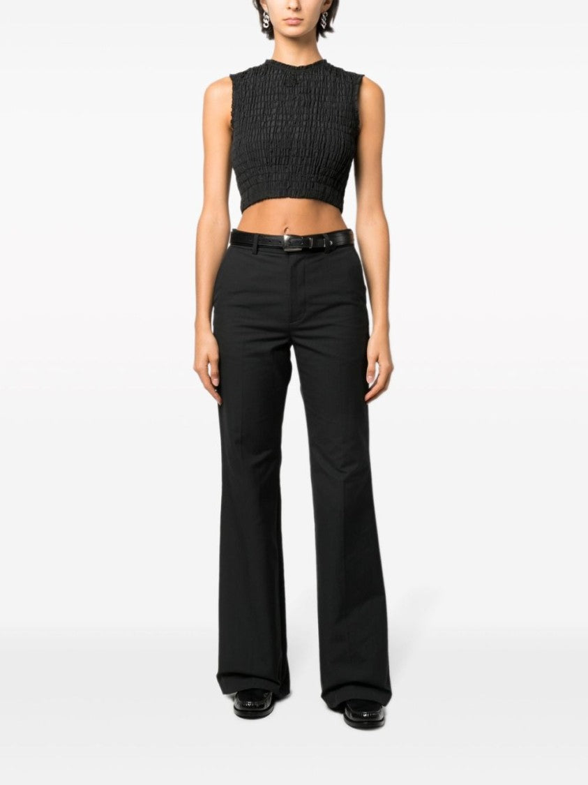 Patou Smocked Black Crop Top