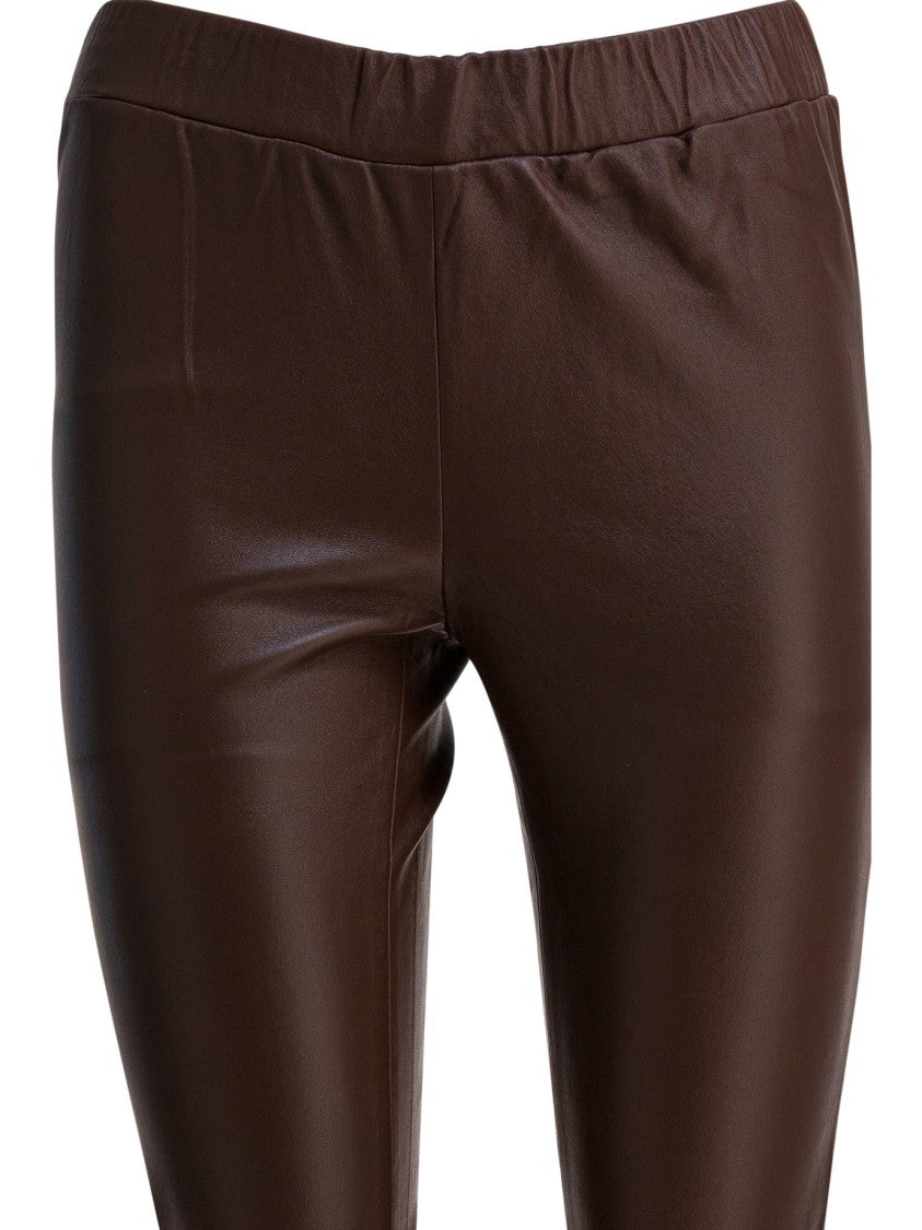 Max&Moi Tailored Brown Trousers With Glossy Finish