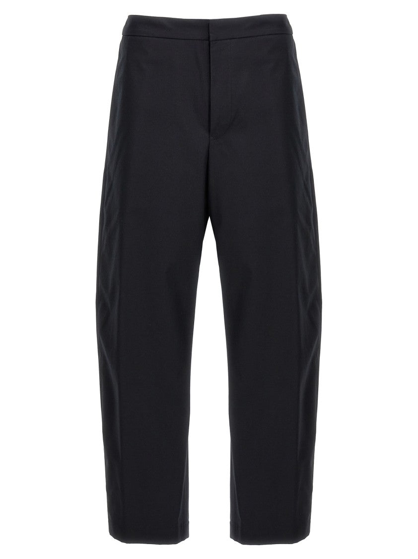 Jil Sander Relaxed Black Cotton Pants With Logo Embroidery