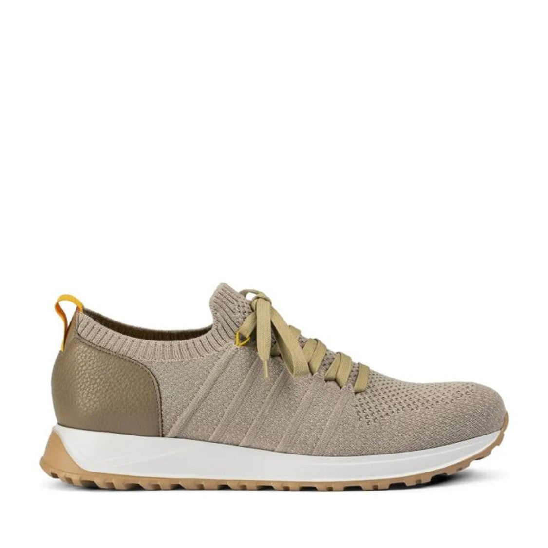 Doucal's Beige Knitted Textured Leather Accents Sneakers