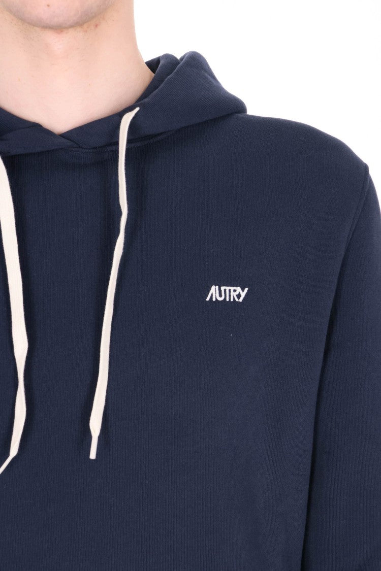Autry Blue Cotton Hooded Sweatshirt