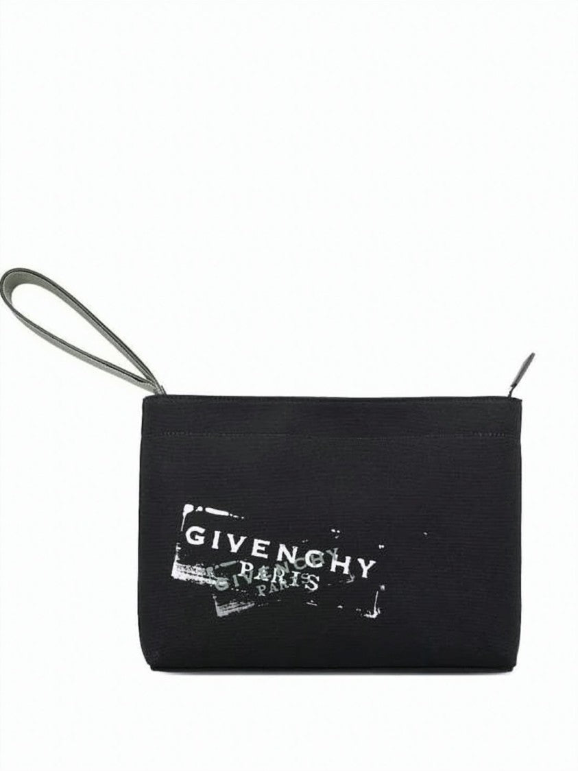 Givenchy Rectangular Calf Leather Clutch With Edgy Logo Design