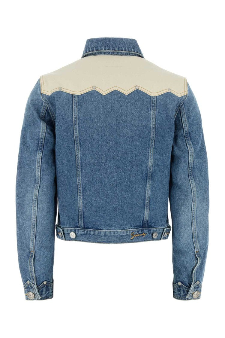 Givenchy Cropped Denim Jacket With Contrasting Shoulder Panel