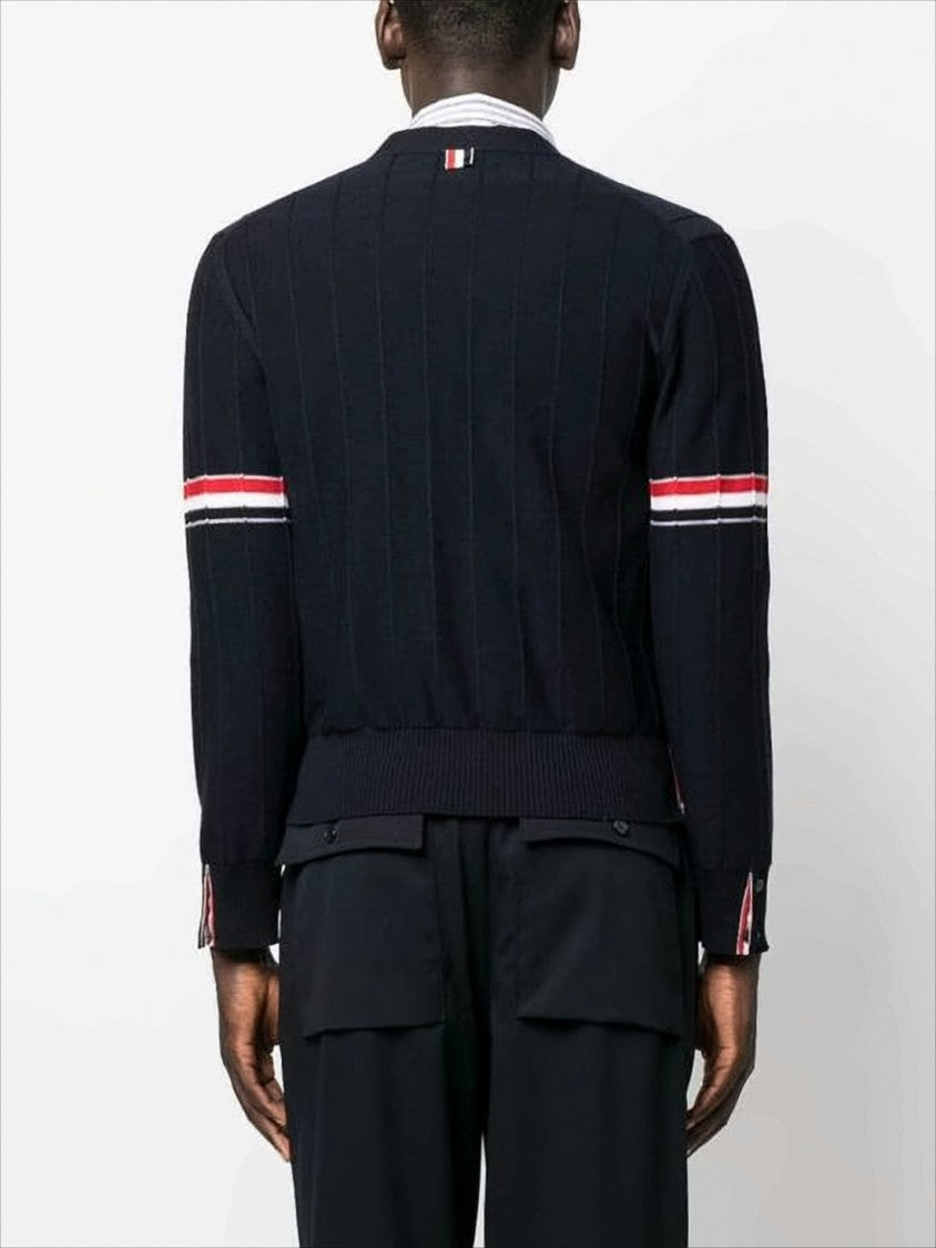 Thom Browne Classic V-Neck Cardigan With Striped Accents