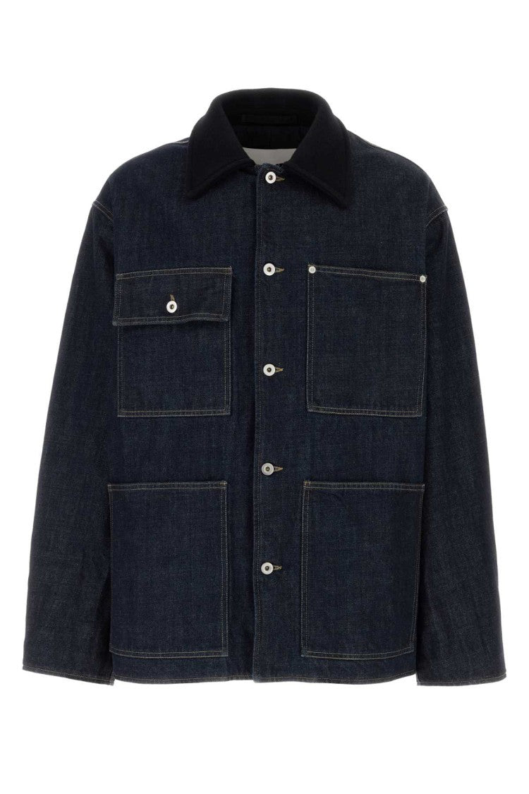 Jil Sander Boxy Dark Indigo Denim Jacket With Classic Collar And Four Patch Pockets
