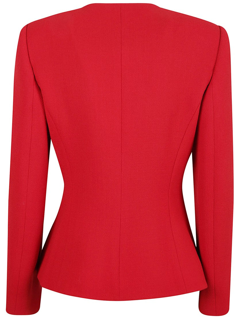 Valentino Garavani Red Wool Crepe Side Bow Jacket