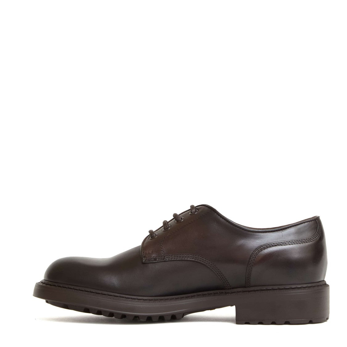 Doucal's Brown Leather Derby Shoes With Ultra-Light Rubber Sole