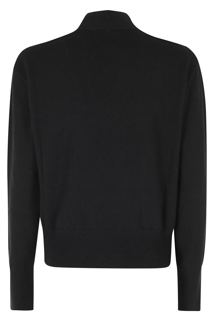 Federica Tosi Black Cross-Neck Cutouts Wool-Blend Sweater