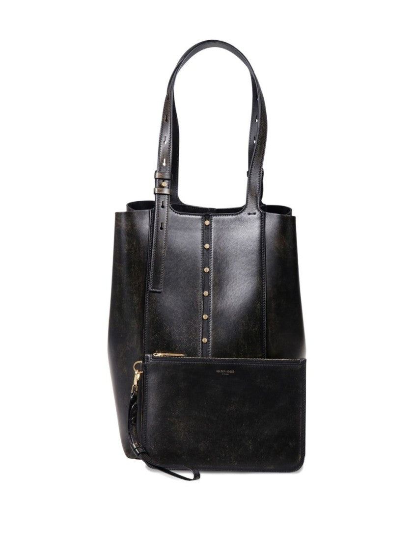 Golden Goose Structured Black Shopper Bag In /Calf Leather