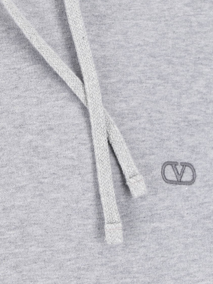Valentino Light Grey Hoodie With Subtle Embroidered Logo