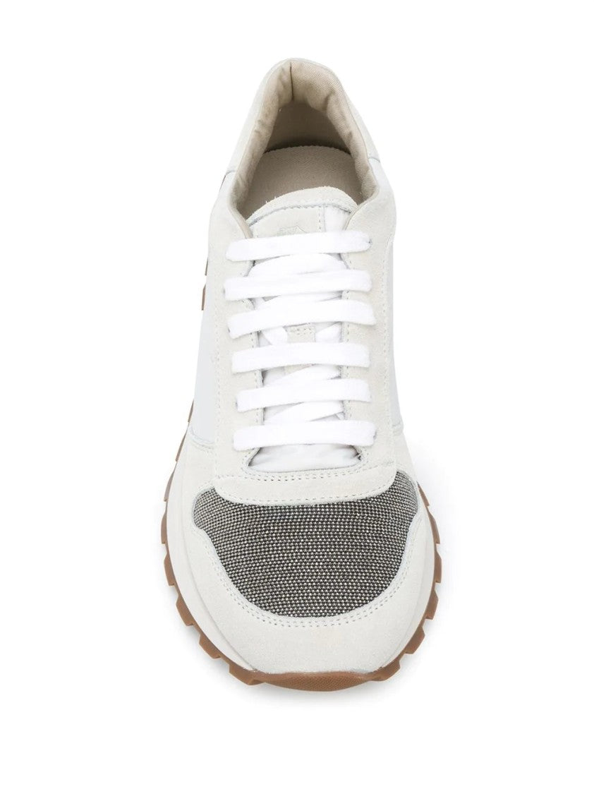 Brunello Cucinelli Beige Lace-Up Sneakers