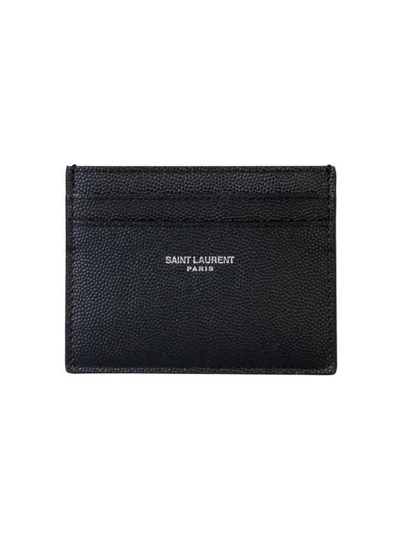 Saint Laurent Textured Calf Leather Cardholder With Embossed Branding
