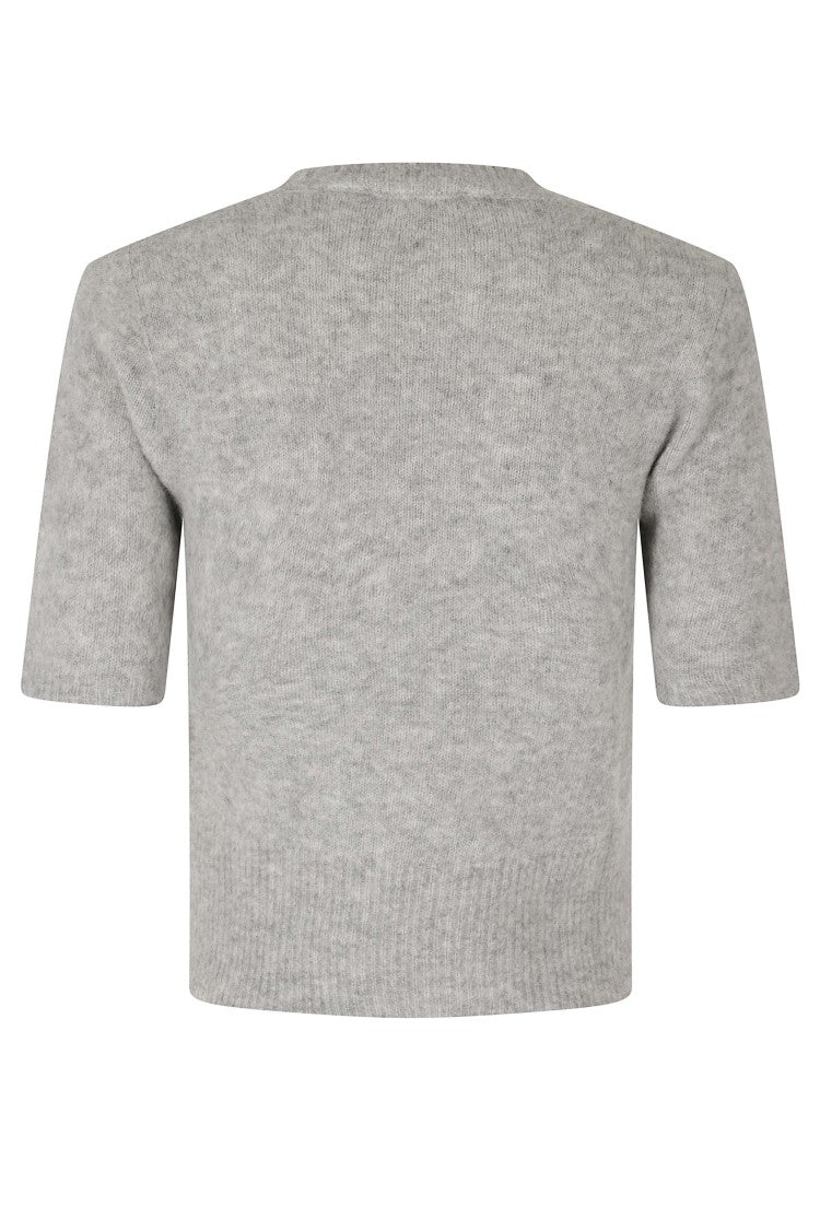 Roberto Collina Grey Cashmere-Silk Crewneck Short-Sleeve Sweater