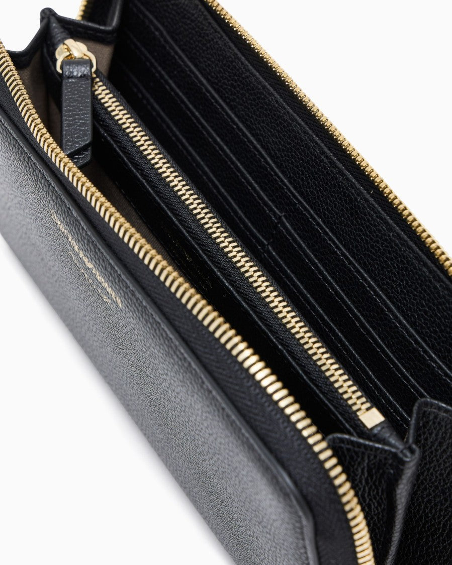 Emporio Armani Zip Around Deer Print Leather Wallet