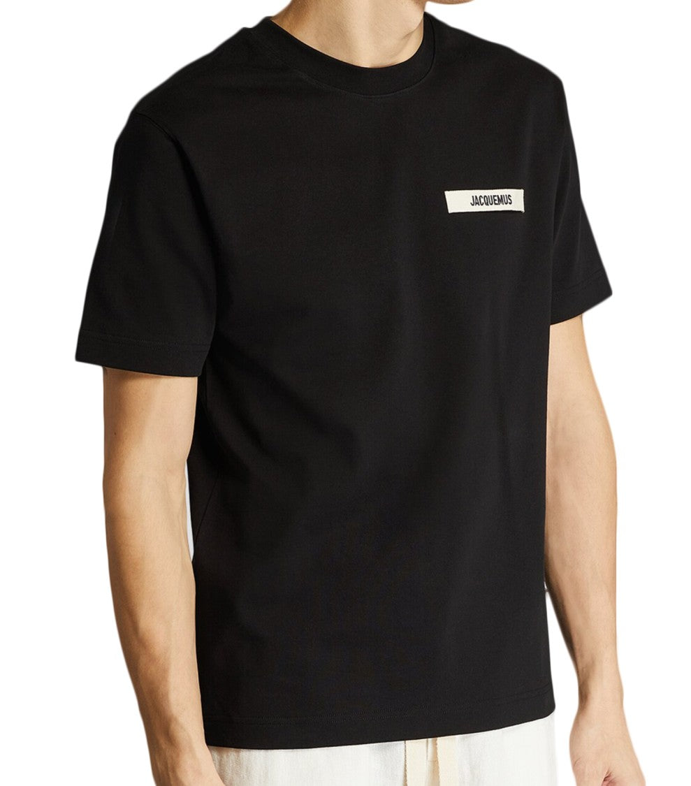 Jacquemus Black Short-Sleeve T-Shirt With Rectangular Patch