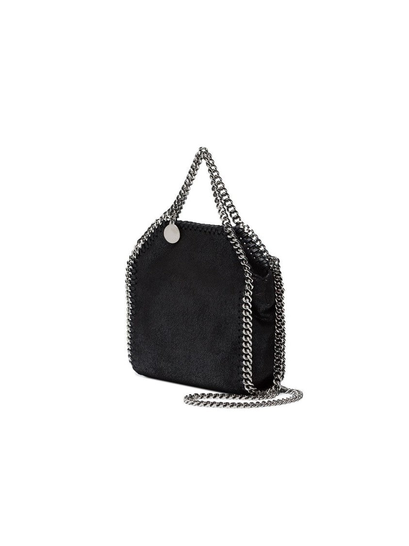 Stella Mccartney Compact Black Faux-Leather Shoulder Bag With Chain-Link Accents