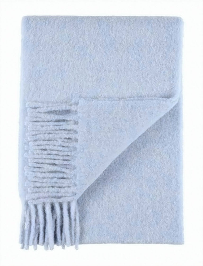 Marni Light Blue Alpaca Blend Scarf With Fringed Ends