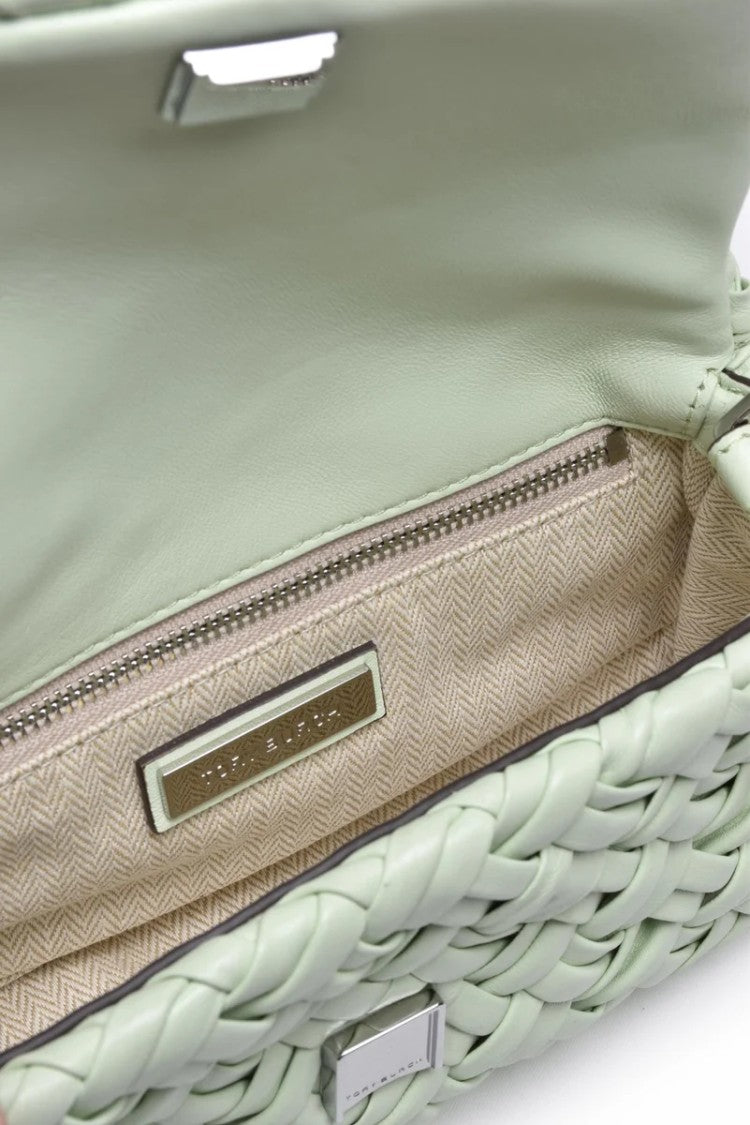 Tory Burch Britten Woven Convertible Shoulder Bag Green