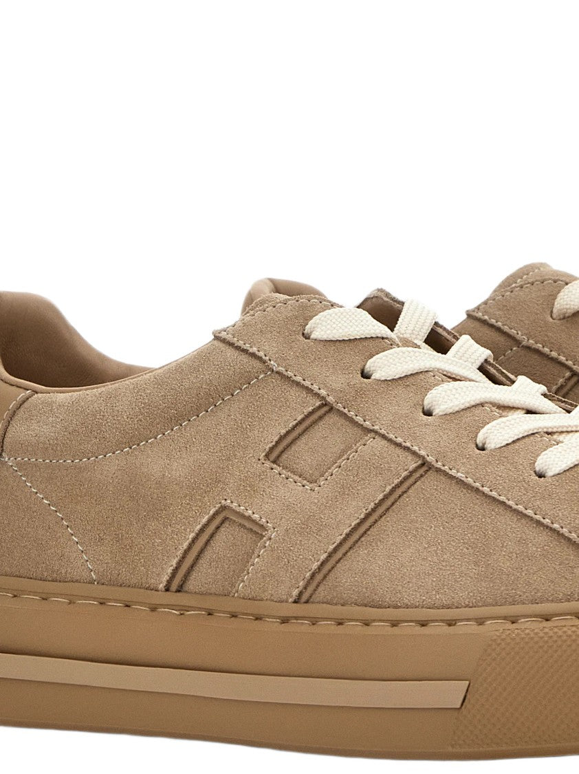 Hogan Low-Top Suede Sneakers With Smooth Leather Accents