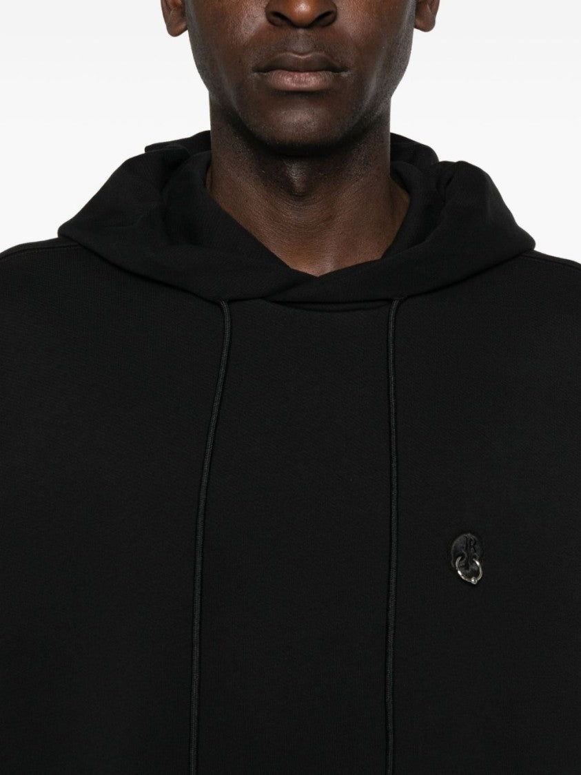 John Richmond Black Hooded Sweatshirt With Ribbed Cuffs