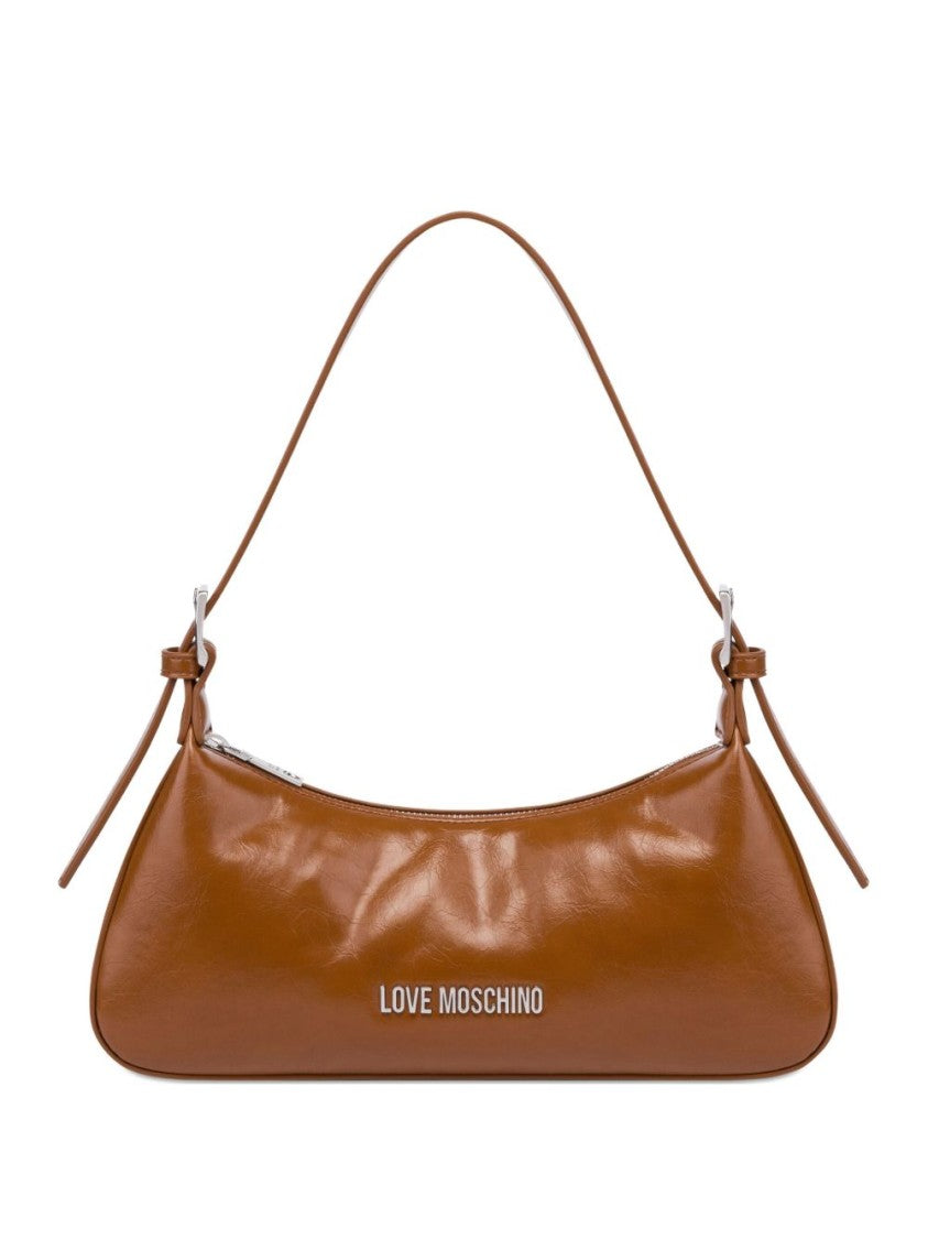 Love Moschino Brown Polyurethane Shoulder Bag With Adjustable Straps