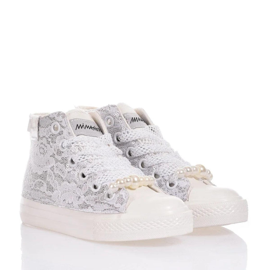Mimanera High-Top Sneakers With Silver Sequined Design