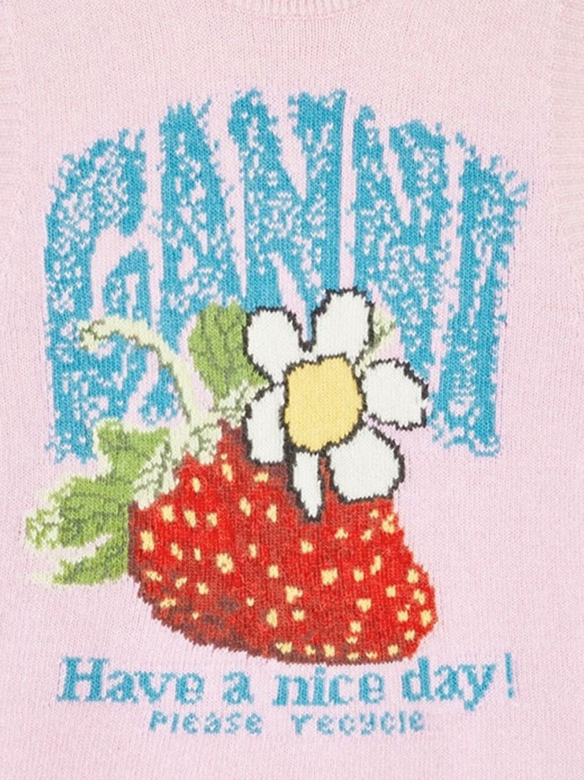 Ganni Strawberry Graphic Knit Vest