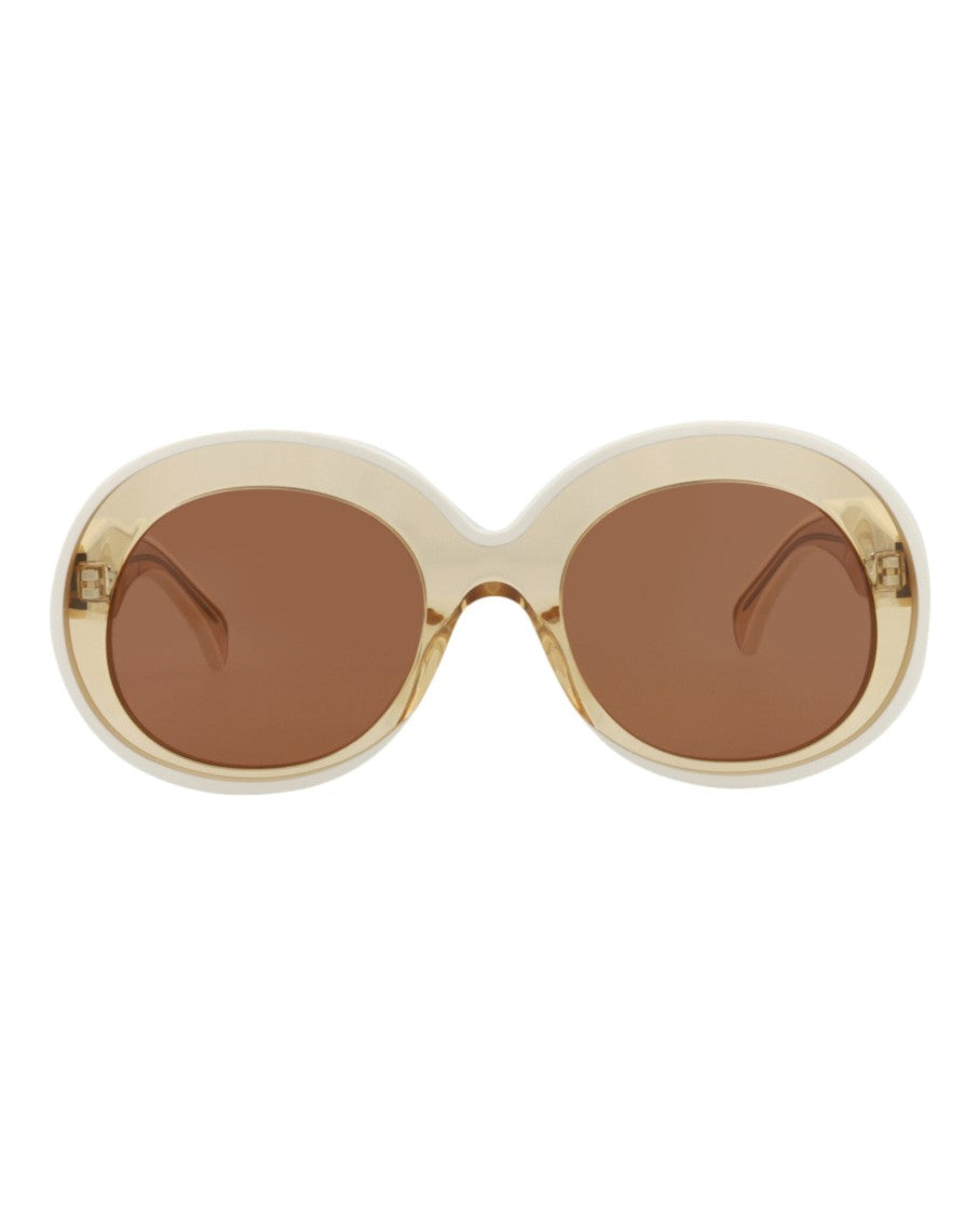 Alaïa Round-Frame Acetate Sunglasses With Saddle Nose Bridge