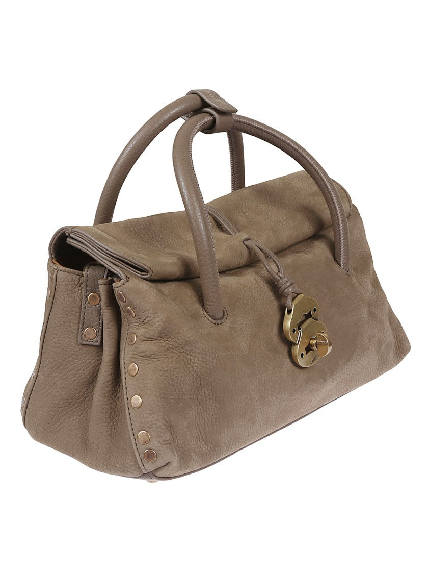 Zanellato Textured Soft Leather Shoulder Bag With Lock Closure