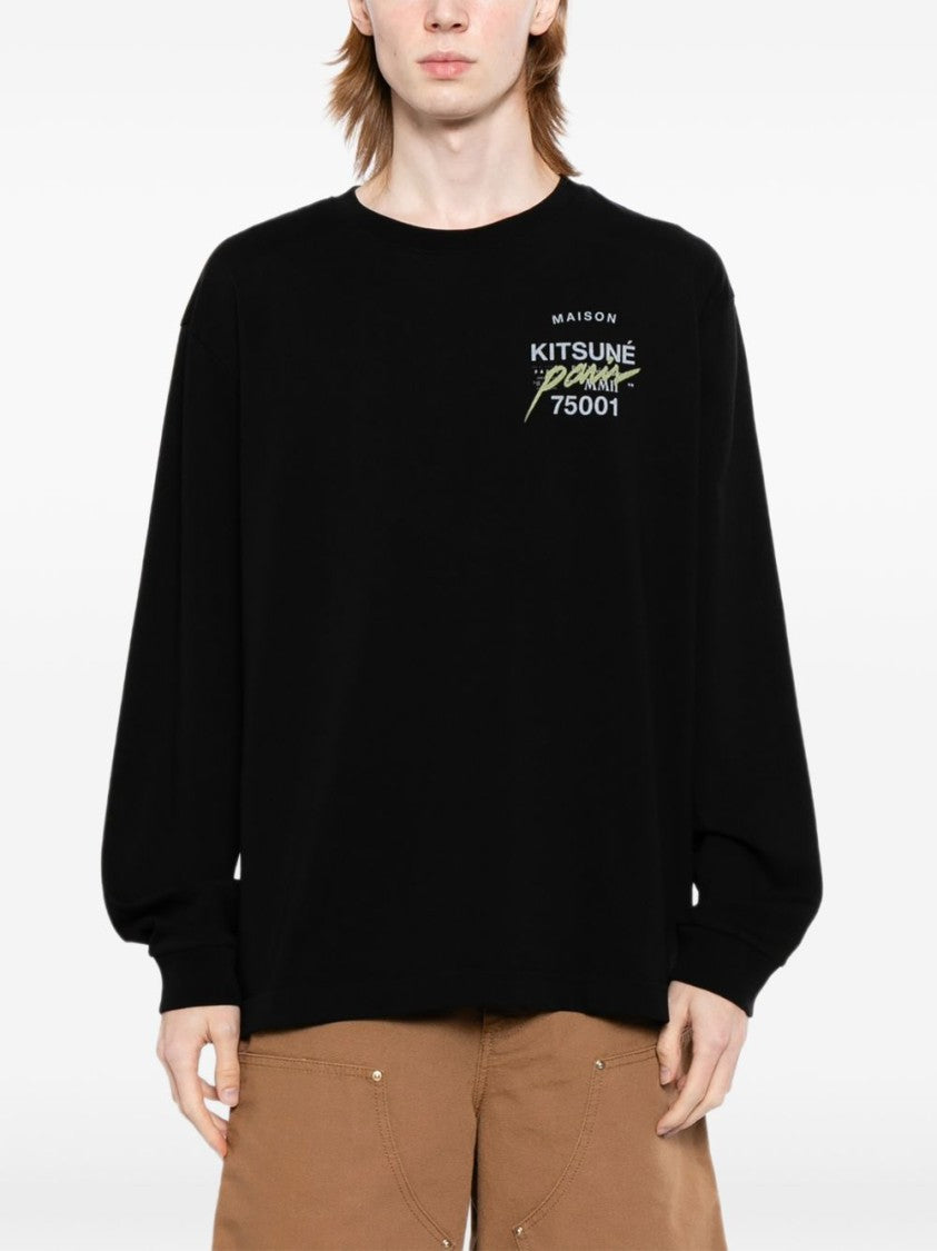 Maison Kitsuné Black Relaxed Graphic Print Long-Sleeve Sweatshirt