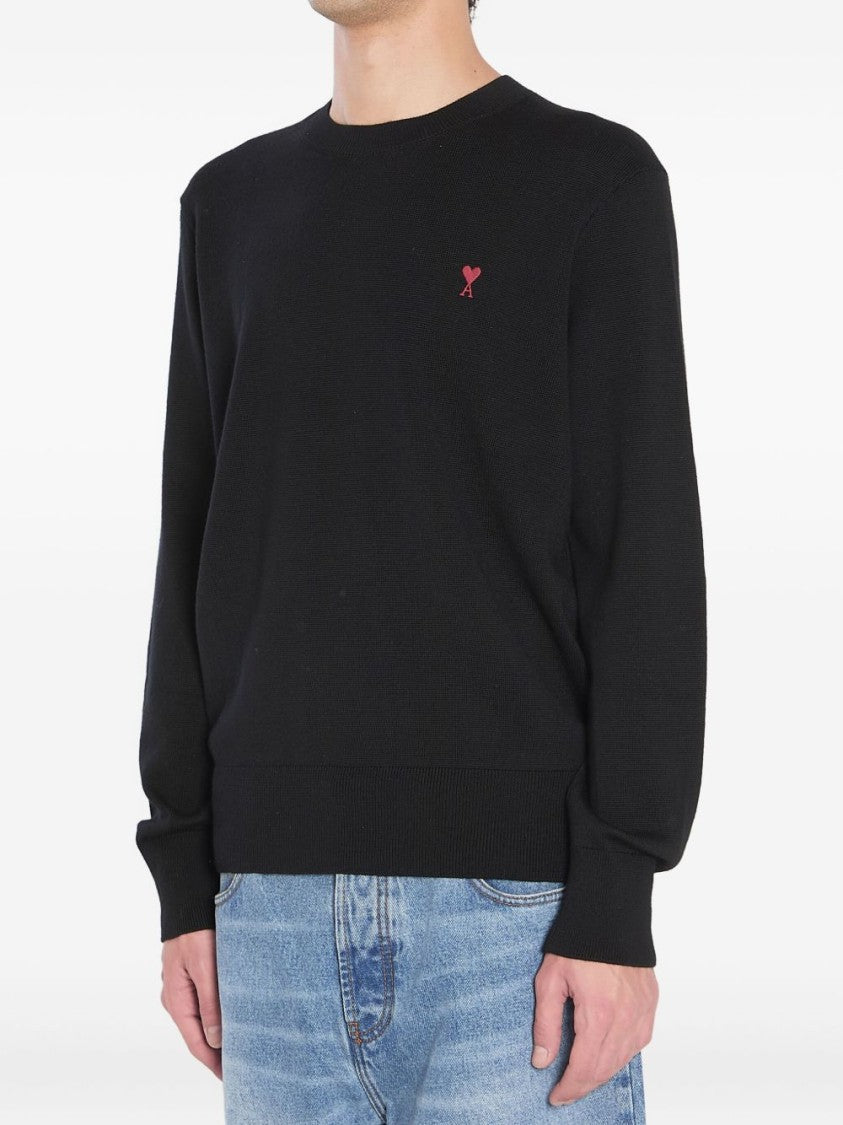 Ami Crewneck Sweater With Subtle Logo Detail