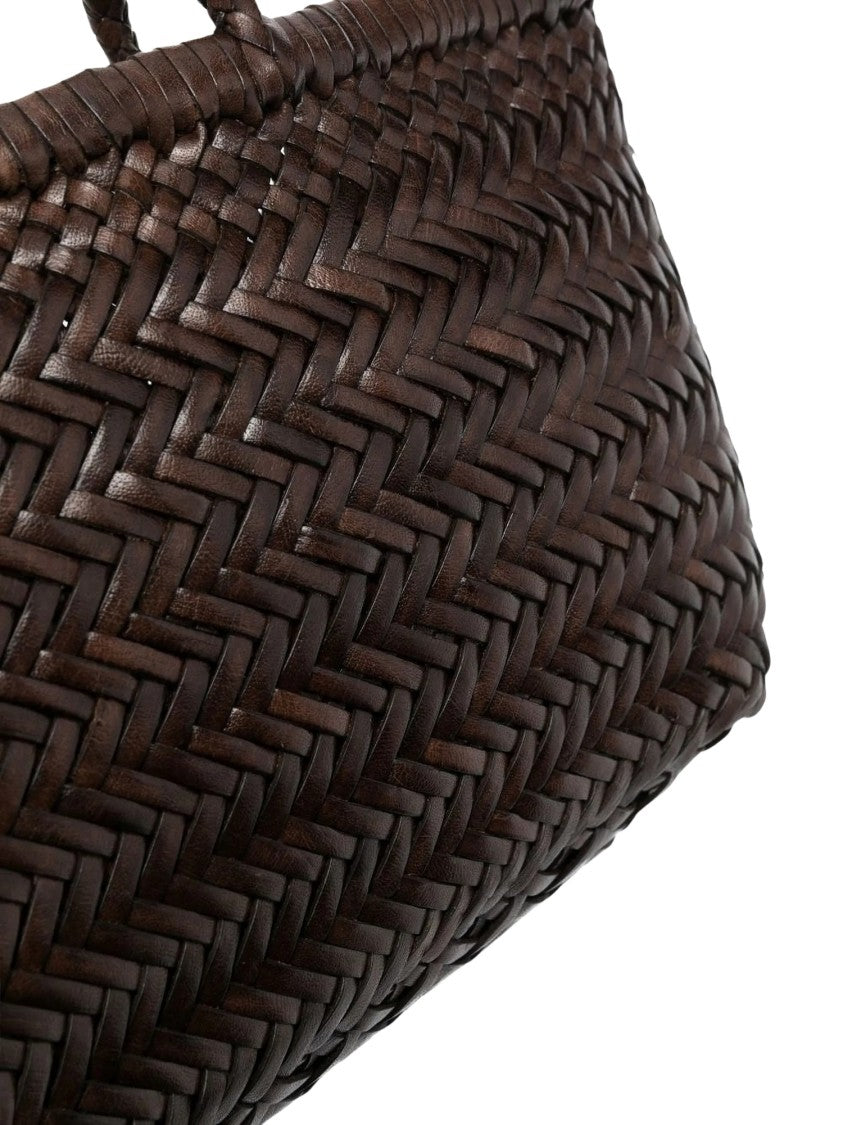 Dragon Diffusion Herringbone-Weave Leather Tote Bag With Braided Handles