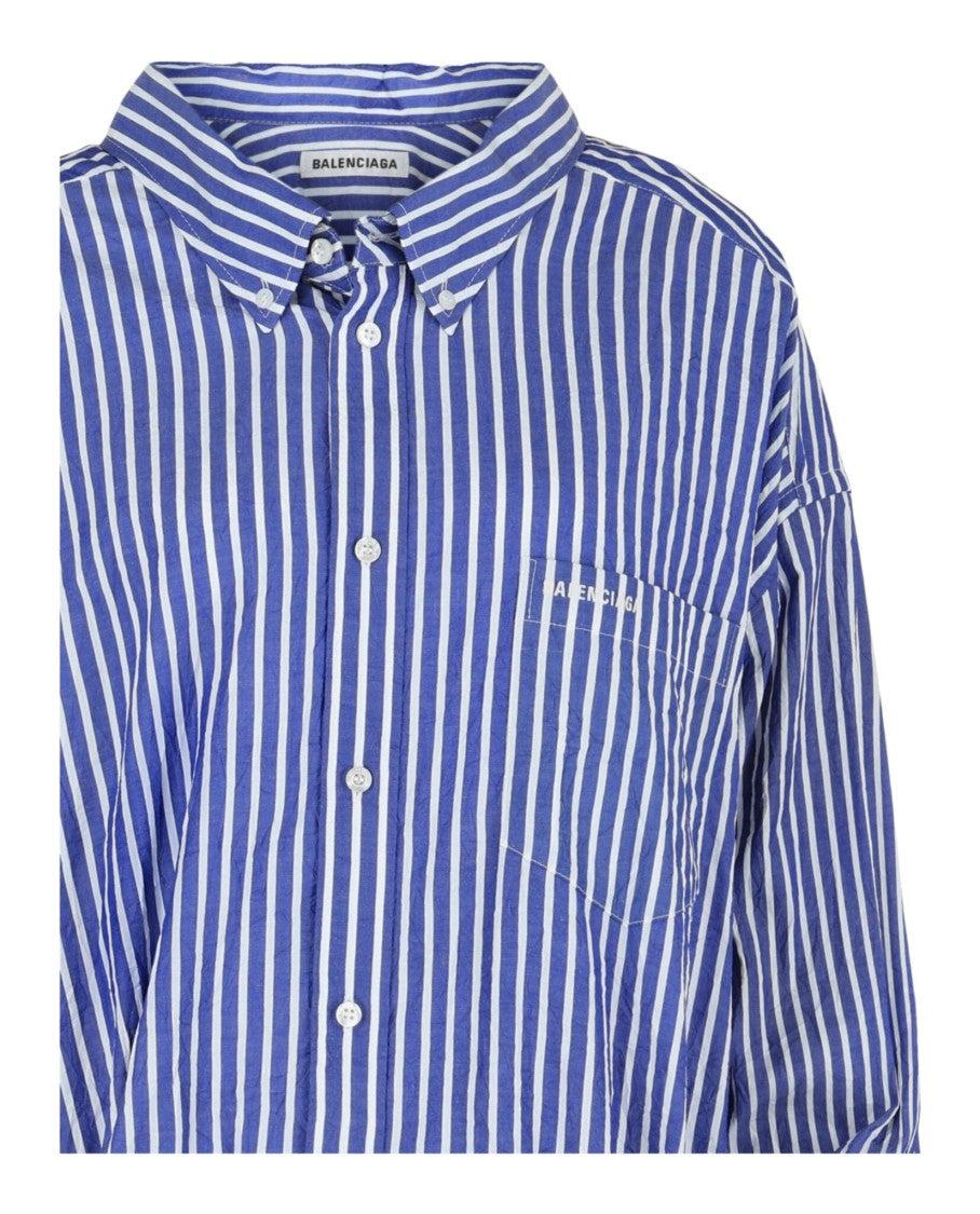 Balenciaga Crinkled Striped Knotted Shirt