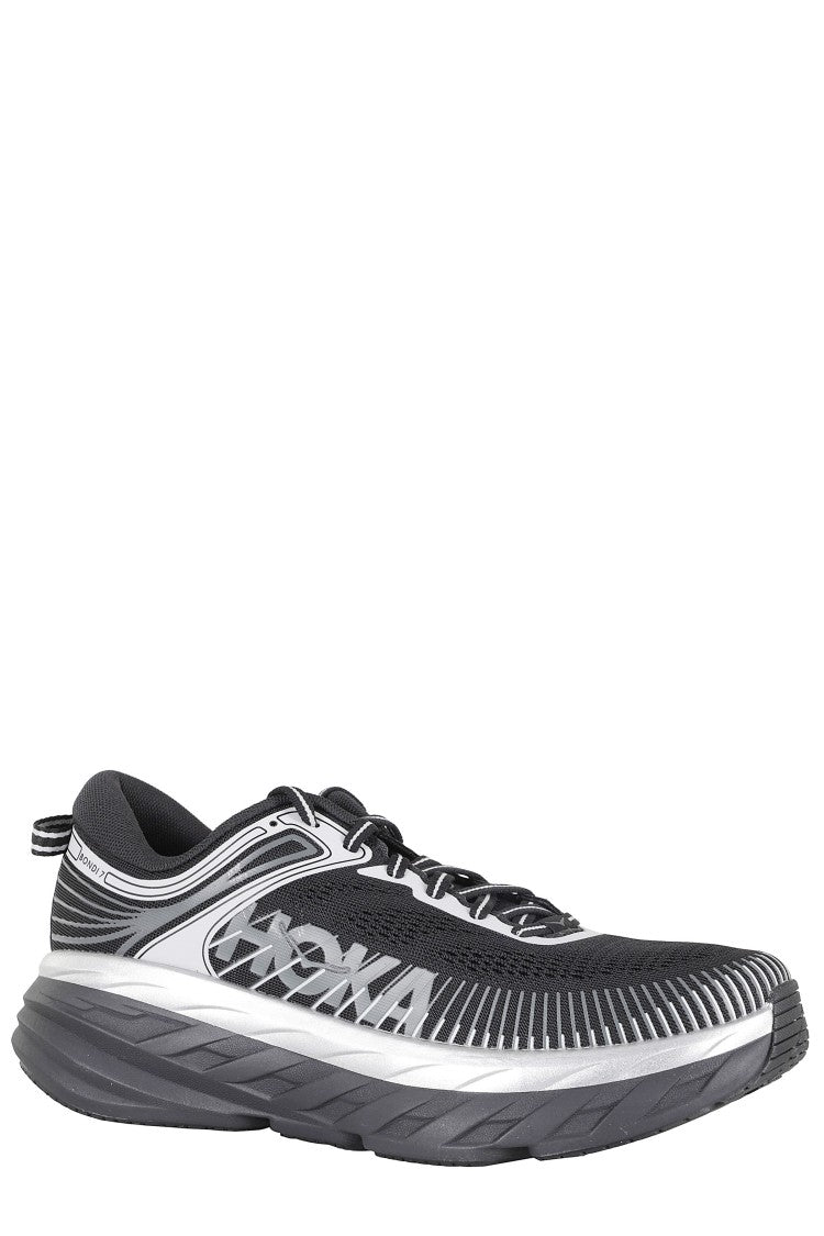 Hoka Black M Bondi 7 Side-Logo Synthetic Sneakers