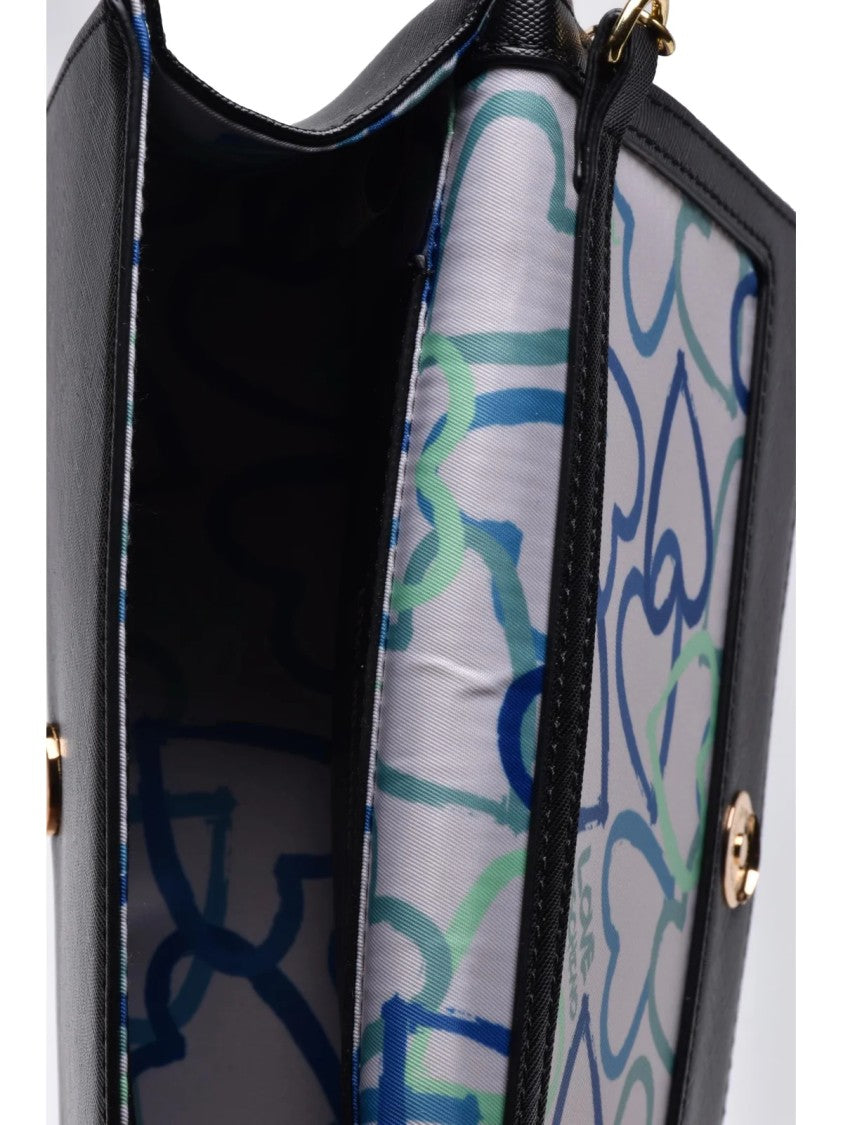 Love Moschino Black Polyurethane Saffiano Shoulder Bag