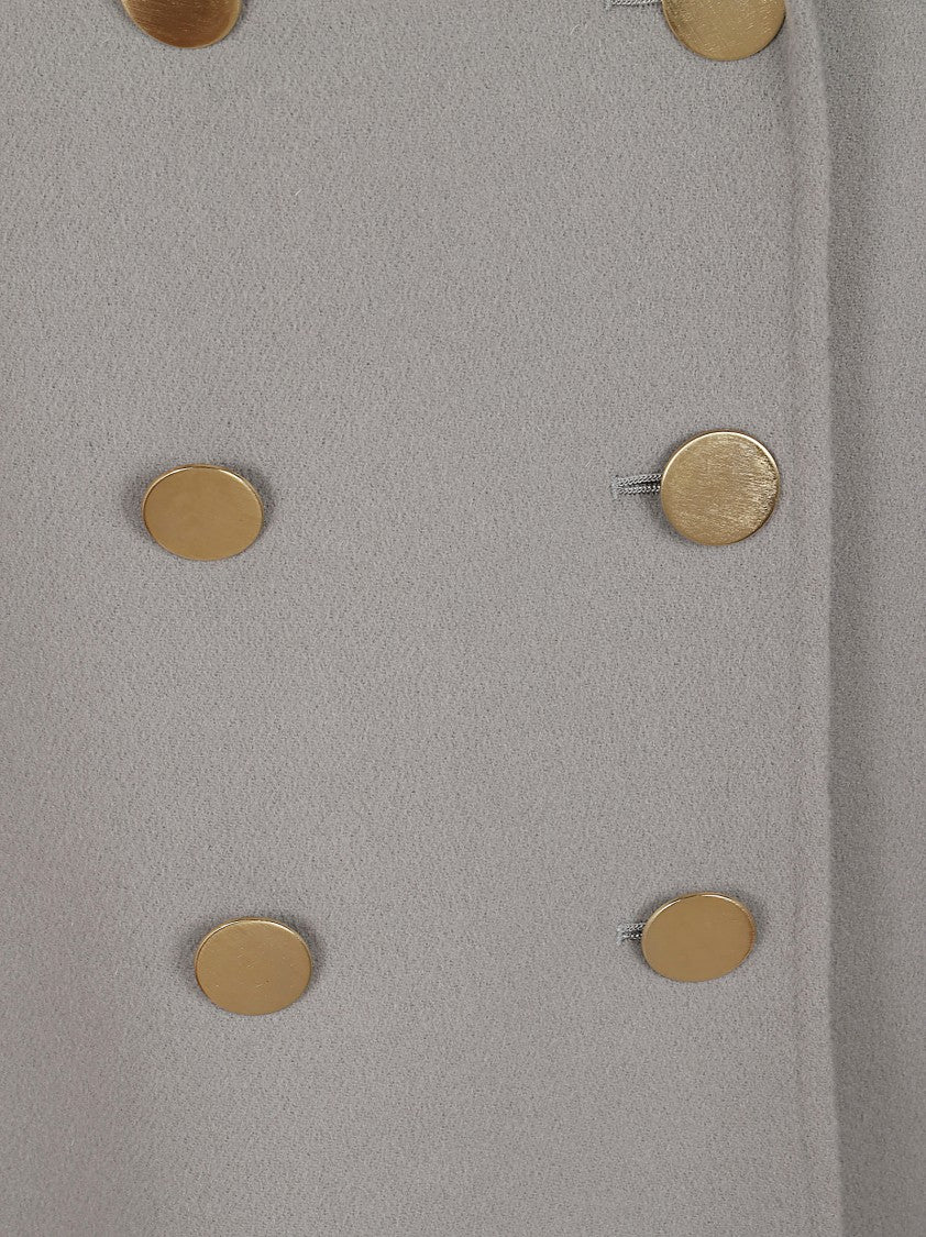 Max Mara Double-Breasted Short Peacoat With Gold Metal Buttons