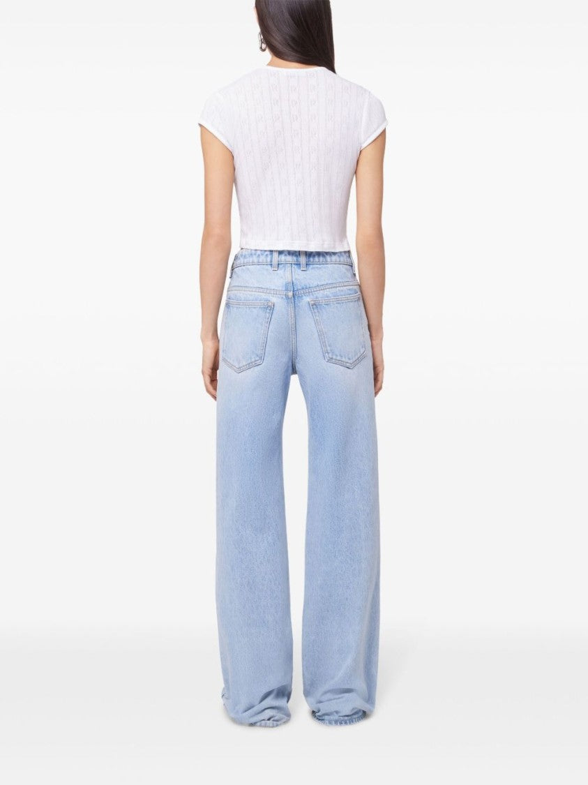 Rabanne Cropped White T-Shirt With Playful Graphic Design