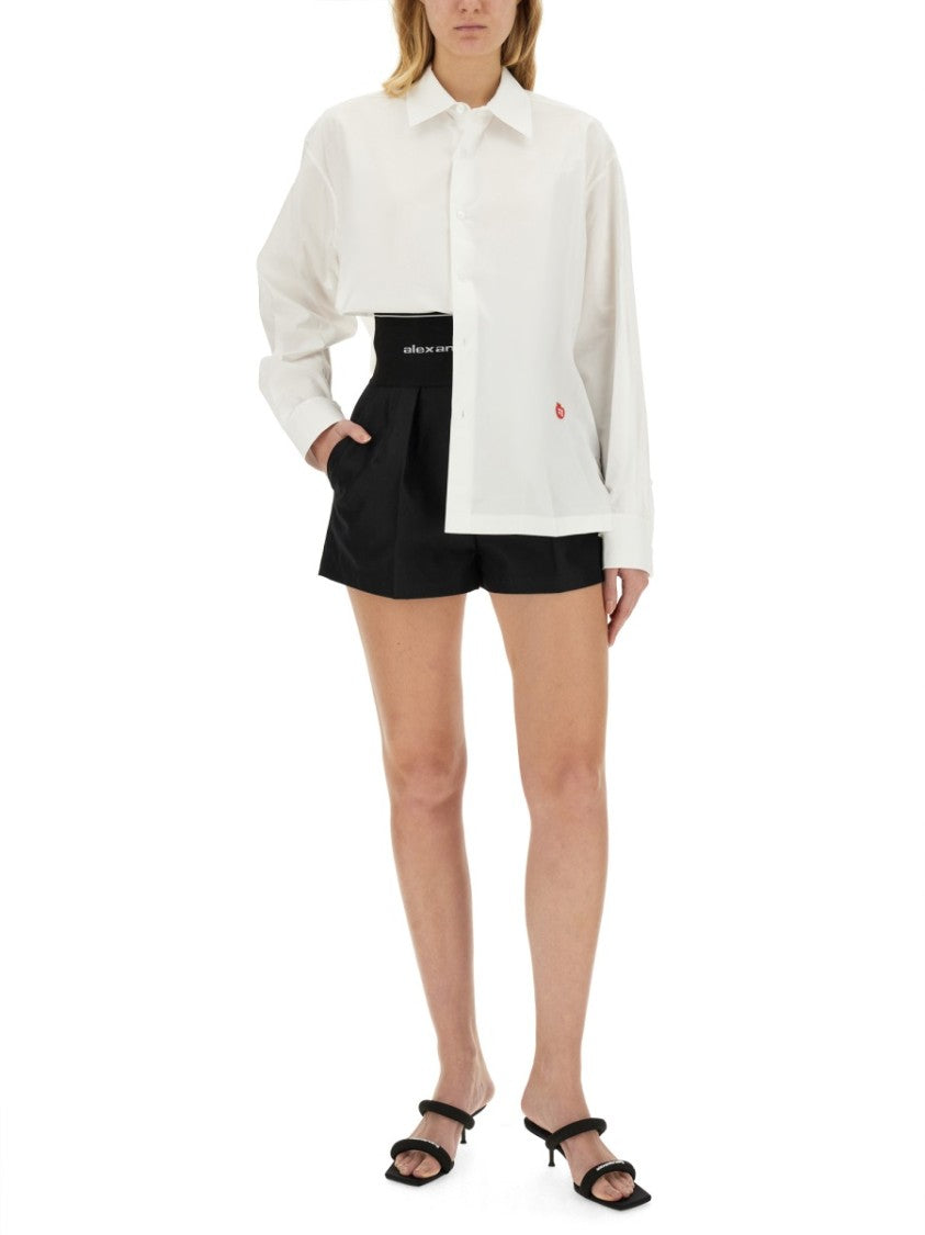 T By Alexander Wang Cotton Shirt With Classic Collar And Minimalist Logo