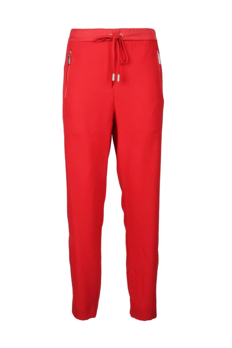 Costume National C. Straight-Leg Red Trousers With Adjustable Drawstring And Zippered Pockets
