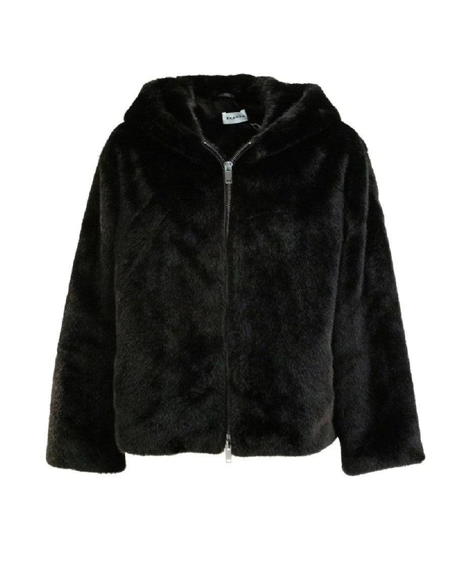 P.A.R.O.S.H. Plush Black Faux Fur Jacket