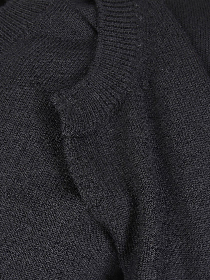 Comme Des Garçons Asymmetrical Black Wool Sweater With Unique Overlapping Design