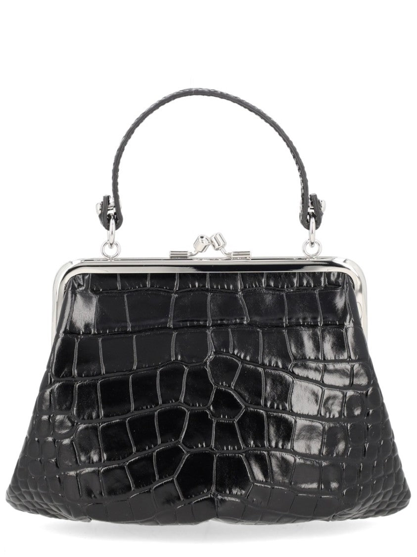 Vivienne Westwood Crocodile-Embossed Structured Handbag With Silver Frame